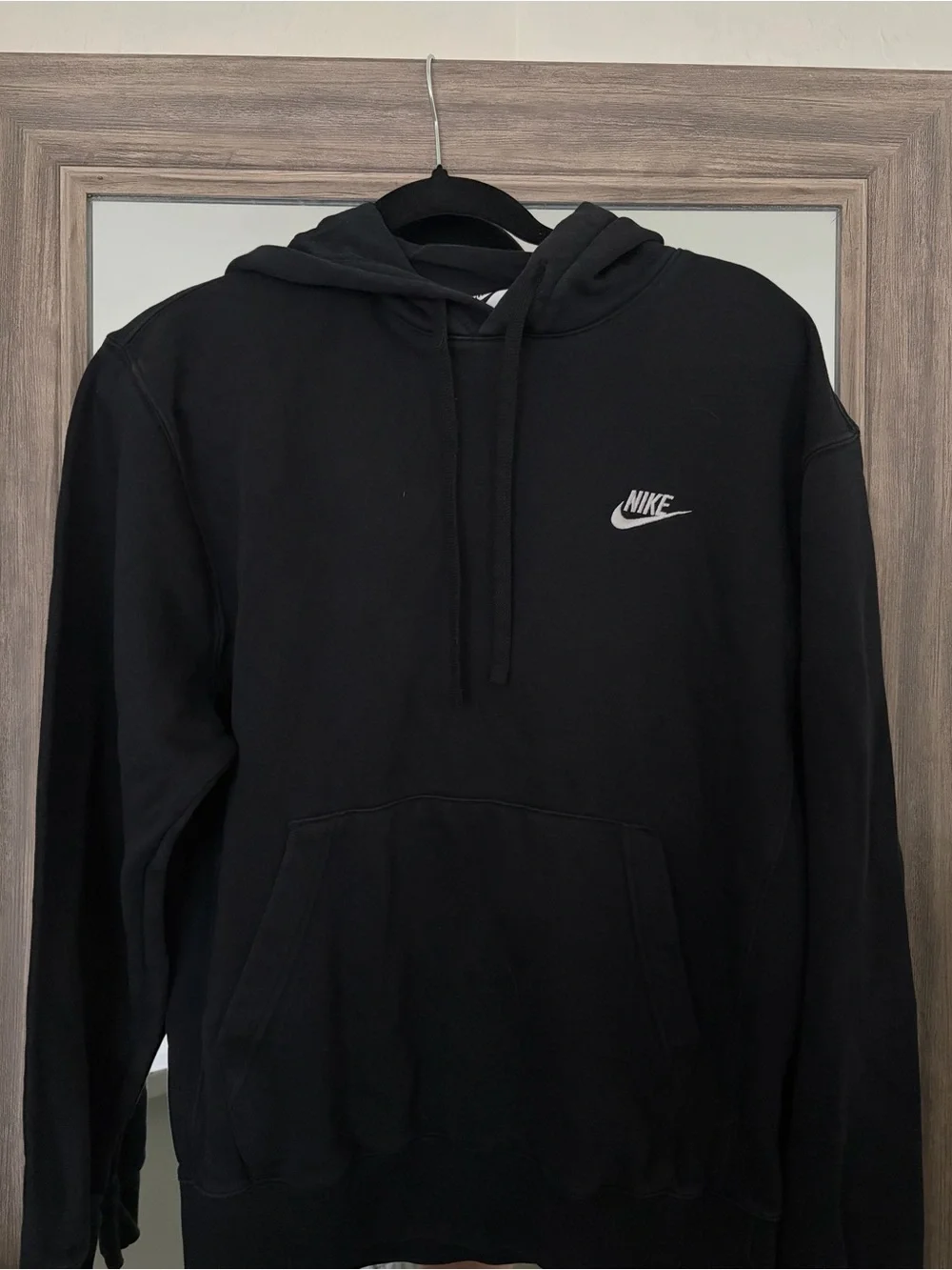 Nike Black Pullover Hoodie with Small White Swoosh